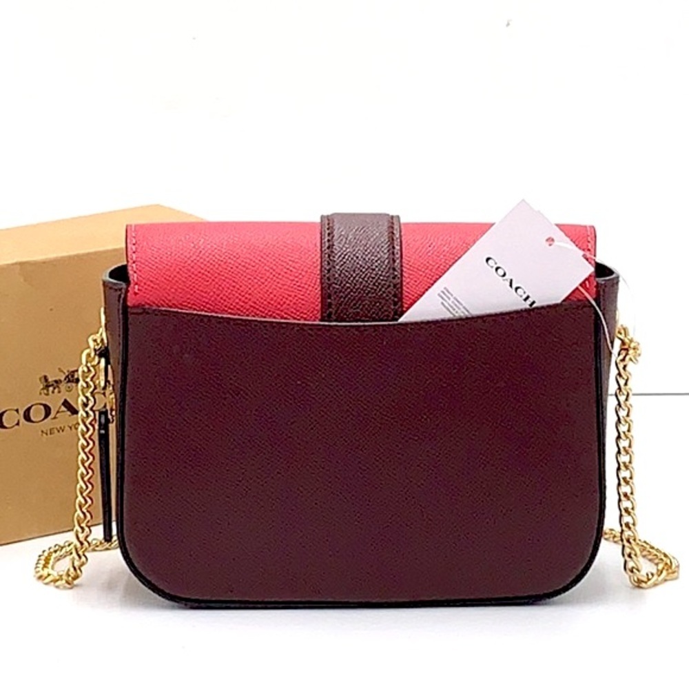 Coach Gemma Crossbody In Colorblock With Butterfly Buckle Strawberry Haze/Cranb - Picture 4 of 16
